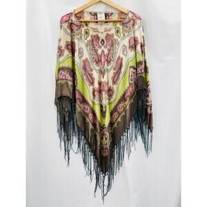 Mimi maternity silk fringe beaded poncho
